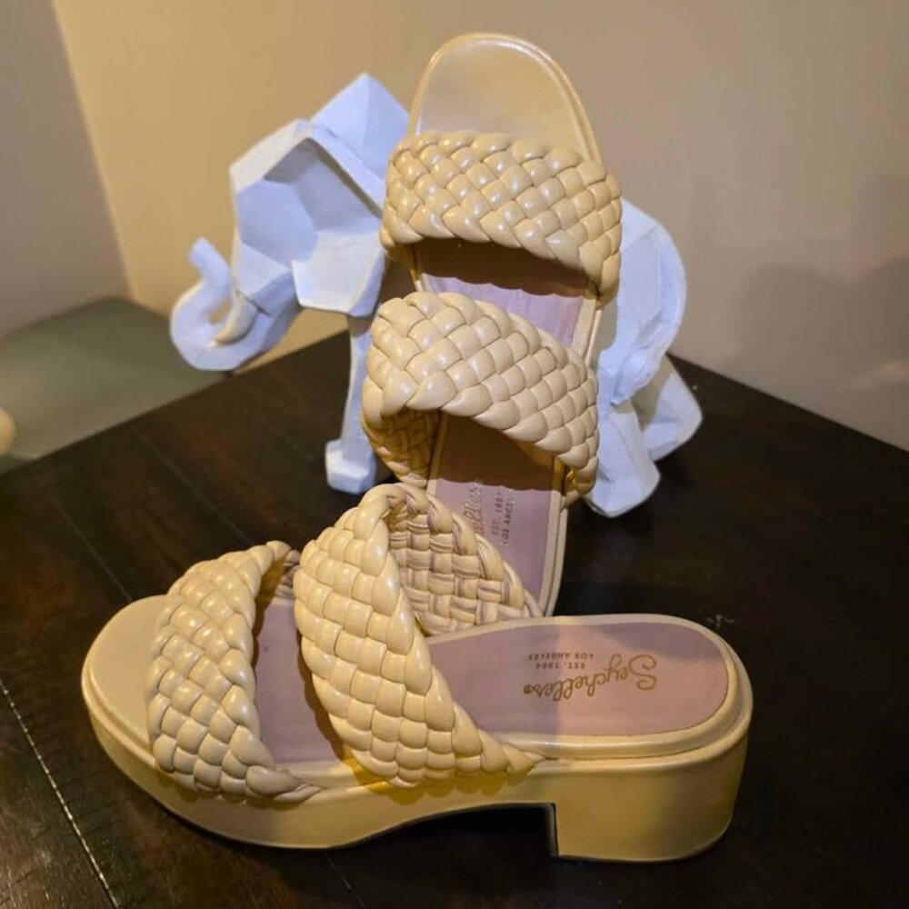 NEW Seychelles Leather Woven Heel Sandals